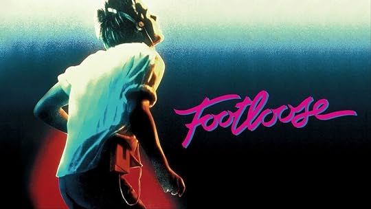 Poster art for Footloose from 1984, featuring Kevin Bacon dancing.