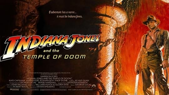 Original poster art for Indiana Jones and the Temple of Doom from 1984.