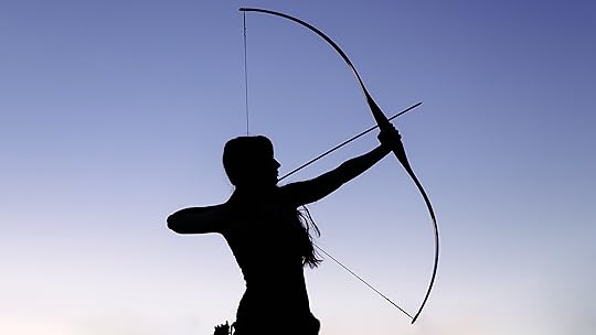 Silhouette of a female archer