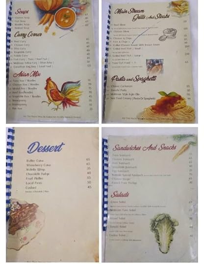 Menus at our hotel on Maamigili Maldives