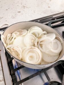 The onions when first added to the pot - uncooked and white