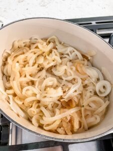 The onions slightly yellowed and softened