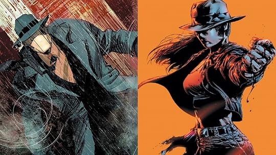 The original DC hero called the Question, Vic Sage, and his successor, Gotham's Renee Montoya.