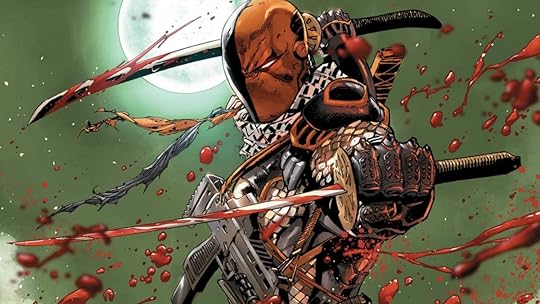 Slade Wilson, the DC Comics mercenary known as Deathstroke the Terminator, wielding twin swords.