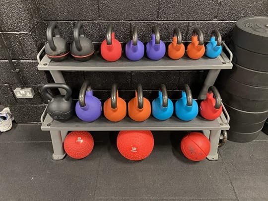 A wide array of kettlebells in Steve’s MyGym - Hazel Grove UK