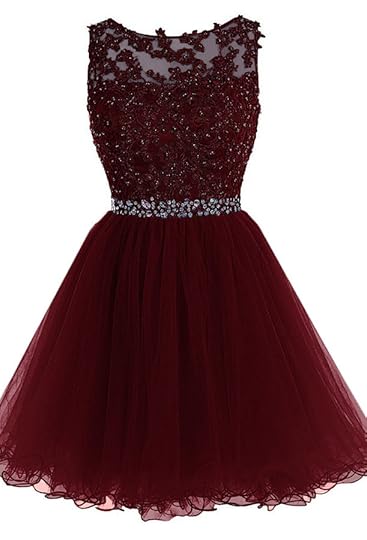 Maroon Short Tulle Party Dresses, Maroon Homecoming Dresses, Short Prom Dresses on Luulla
