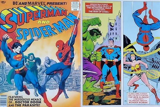 John Buscema's cover art for 1981's Superman and Spider-Man one shot, along with interior art.