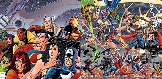 Cover art from JLA/Avengers #1 and 2, by George Perez.