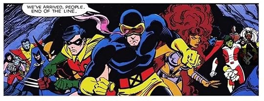Cyclops leads the X-Men and the Titans in Uncanny X-Men and the New Teen Titans, art by Walter Simonson.