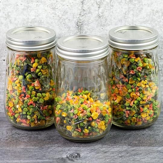 3 jars of Dehydrated frozen vegetables.