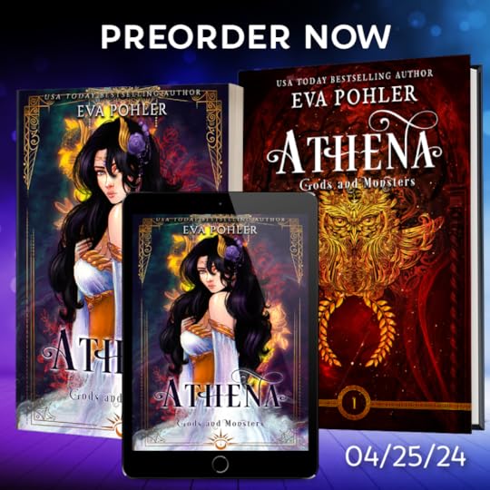 The paperback, hardback, and ebook images for Eva Pohler's upcoming release, Athena.
