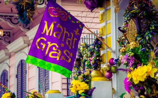 Mardi Gras purple and gold flag