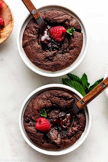 two chocolate cakes in ramekins.