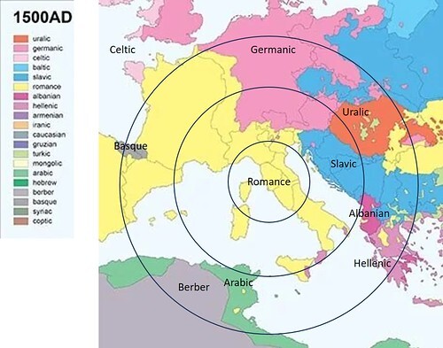 European language map in the year 1500
