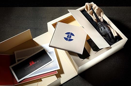 A layout of the slipcase, book cover, interior items, and replica Thumper from The Art and Soul of Dune Artifiact Edition