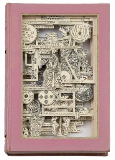 Brian Dettmer, The Migration of Symbols (Brooklyn, NY: unique sculpted book, acrylic varnish, 2014). Intervention of a 1956 edition of Count Goblet D’Alviella’s book of the same title (1894).