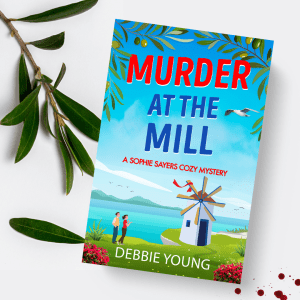 cover of Murder at the Mill set against olive leaves