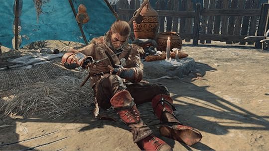 Halsin Whittling at camp from new Baldur's Gate 3 camp animatons in patch 6
