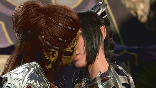 Shadowheart and Lae'zel kissng from new BG3 patch 6 kissing animations
