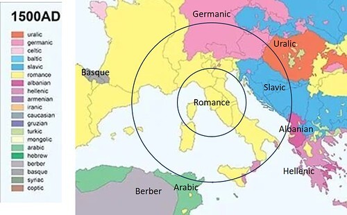 1500 European language map