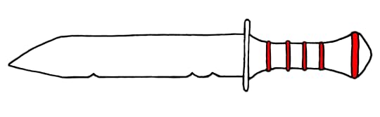 Badly drawn sword in red and black