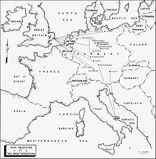 Map of Allied bombing targets during Operation Argument “Big Week,” February 20-26, 1944 (Source: US Air Force)