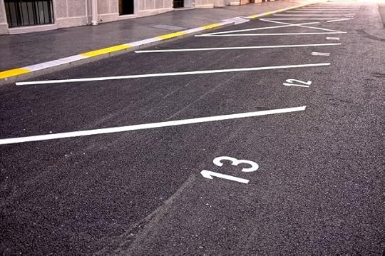 Row of diagonal, numbered parking slots
