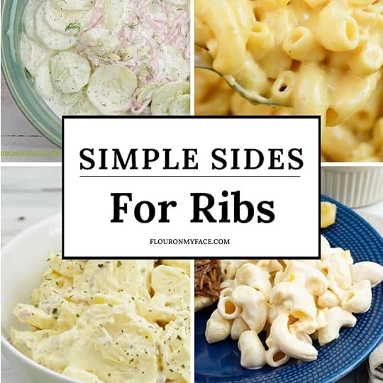 Four preview images of simple sides for ribs recipes.