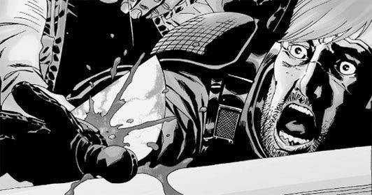 Rick Grimes screams as he loses his hand in the comics