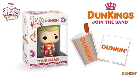 A DunKings Funko Pop in the box with large ice coffee and donut box accessory