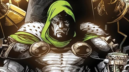 Doctor Doom sits on the throne of Wakanda after conquering it in the Doomwar series.