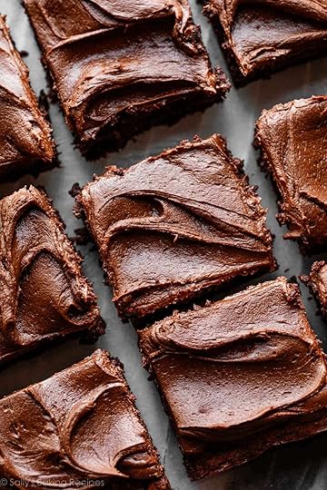 brownies with frosting cut into squares.