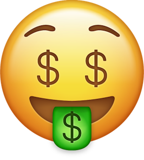 Emoji with Dollar Sign Eyes and Tongue out