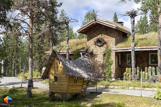 Pretty buildings at Tonttula in Lapland, Finland.