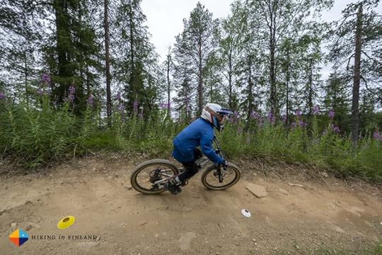 Learning to ride Berms at the Levi Bike Park in Lapland, Finland.