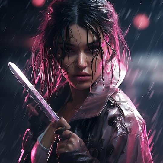 Premium Photo | Beautiful cyberpunk girl hold samurai or katana in the rain background Assassin girl with swords