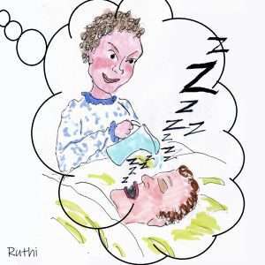 Wife imagines pouring water on snoring husband