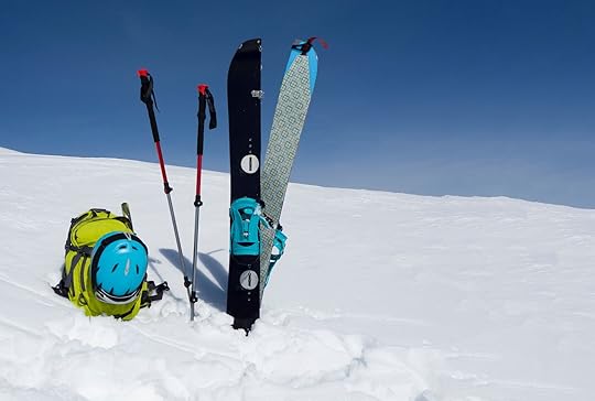 splitboarding gear on a mountain