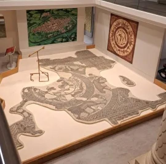 Aerial view of remains of mosaic floor