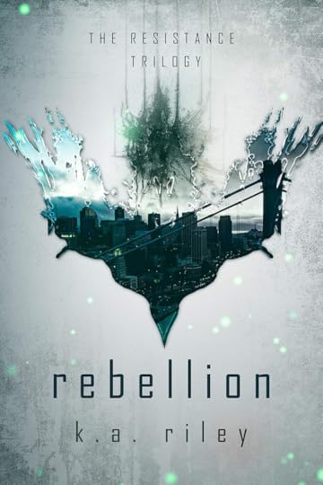 Book Cover Rebellion - symbol of a Raven with San Francisco in the center.