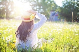 Girl in sunny meadow