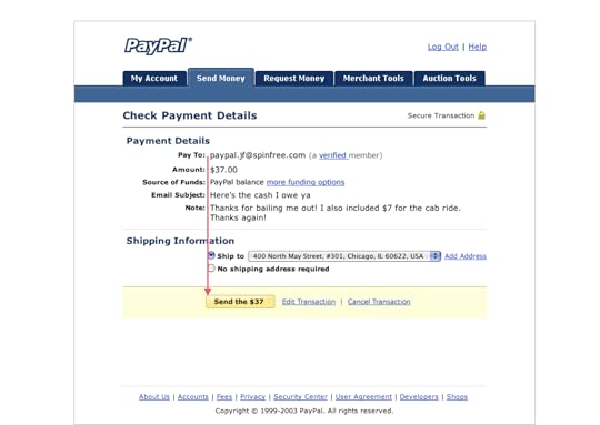 PayPal payment form clear path to completion layout
