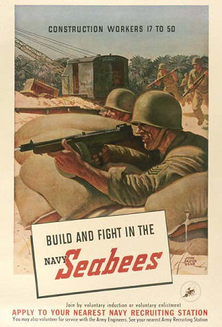 Poster for US Navy Construction Battalions (Seabees), WWII