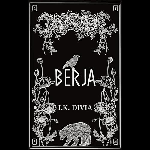Berja audiobook cover shows a bear at the bottom with a bird resting on the title letters