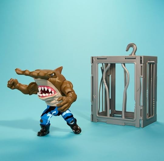 Street Sharks Jab action figure with cage.