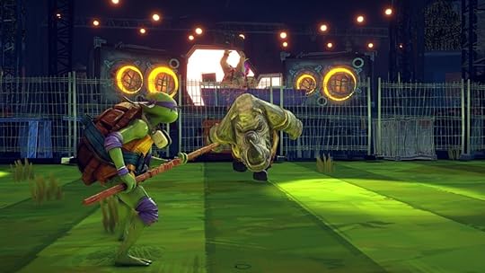 Donatello fights a mutant in a screenshot from Teenage Mutant Ninja Turtles: Mutants Unleashed.