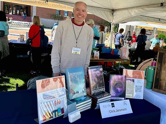 The giddy author at his booth during the 2024 Tucson Festival of Books