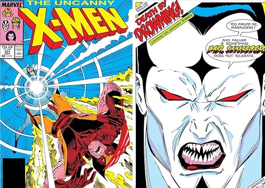 The first appearance of Mister Sinister, from Uncanny X-Men #221, art by Marc Silvestri.