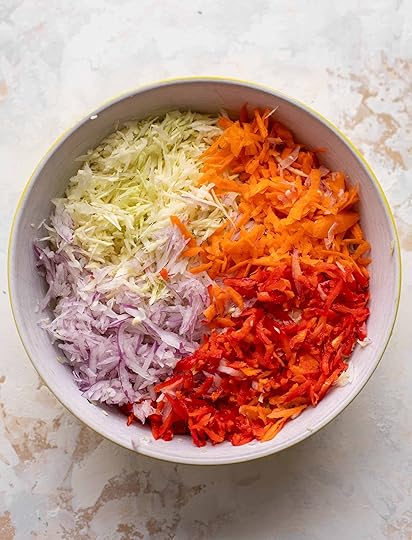 smoked sausage salad with shredded cabbage