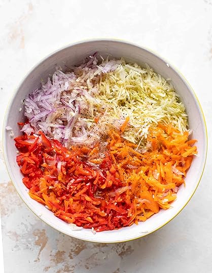 smoked sausage salad with shredded cabbage